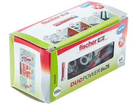 Fischer DUOPOWER 5 x 25 LD kołek rozporowy Okrągły Plastik 100 szt.