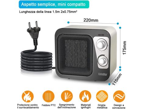 EXTRASTAR Pionowe ogrzewanie ceramiczne z regulacją zimna - 4