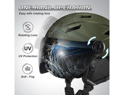 Odoland Kask narciarski dla dorosłych z wizjerem rozmiar S 54-56cm - 4