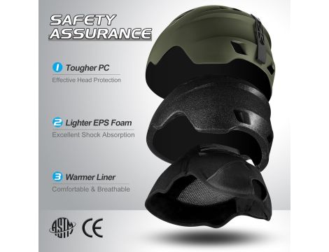 Odoland Kask narciarski dla dorosłych z wizjerem rozmiar S 54-56cm - 3