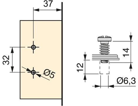 Zawias meblowy nakładany Emuca 160 x 50 mm - 5