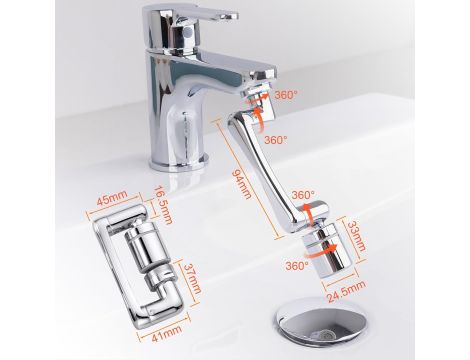 PERLATOR OBROTOWY DO KRANU IBERGRIF 1440° srebrny przedłużacz kranu - 3