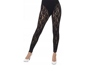 Smiffys 80s Lace Leggings, Black , 1980's Fancy Dress, 1980s Dress Up Acces - image 2