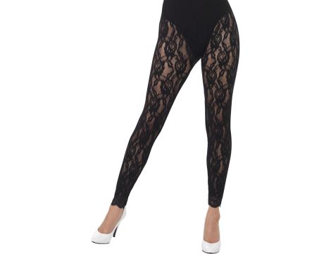 Smiffys 80s Lace Leggings, Black , 1980's Fancy Dress, 1980s Dress Up Acces