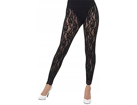 Smiffys 80s Lace Leggings, Black , 1980's Fancy Dress, 1980s Dress Up Acces - 2