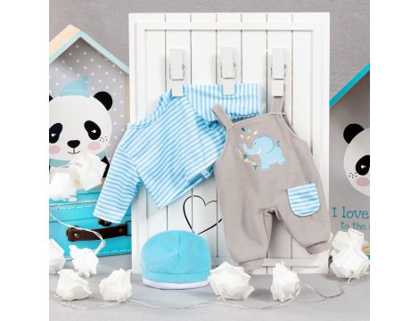 Dolls clothing for 16 to 18 inch, dungarees, top, cap, outfit elephant - 6