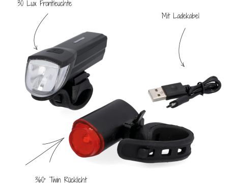 ZESTAW LAMPEK ROWEROWYCH LED Oświetlenie rowerowe FISCHER 50363 USB - 3