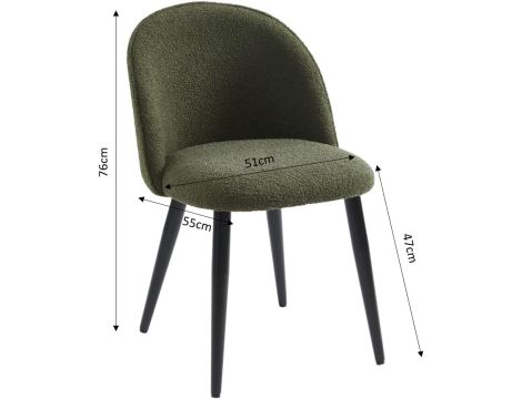 A Zestaw 2 krzeseł z tkaniny makaronikowej Khaki czarne metalowe nóżki - 4