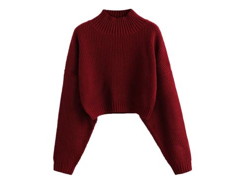 Krótki sweter z golfem rozmiar 38 czerwony