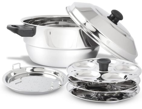 KSJONE Stal nierdzewna 5 szt. Multi Kadai z pokrywką ze stali nierdzewnej - 2