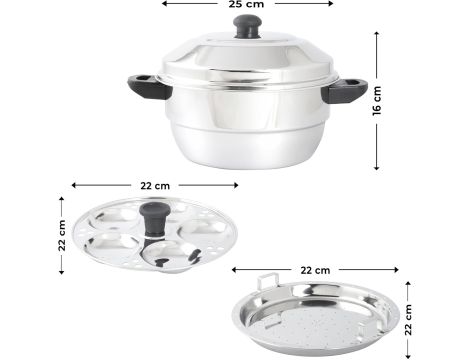 KSJONE Stal nierdzewna 5 szt. Multi Kadai z pokrywką ze stali nierdzewnej - 4