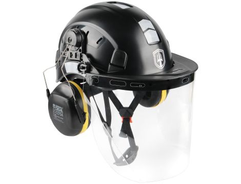 Kask ochronny  z ochroną słuchu i twarzą