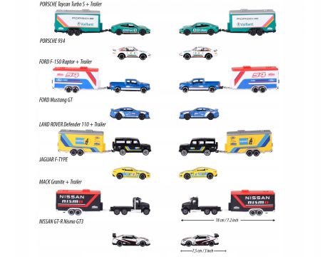 Majorette RACE TRAILER 212053111 Ford F-150 Raptor + Mustang GT przyczepa - 8
