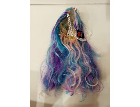 Mermaid Wig Blue with Pearls Niebieski - 3