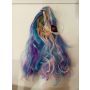 Mermaid Wig Blue with Pearls Niebieski - 4