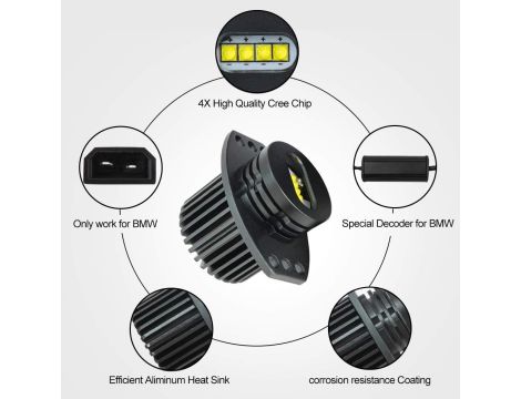 Biqing Angel Eyes Halo oświetlenie LED światła do jazdy dziennej 40 W 3 E90 - 4