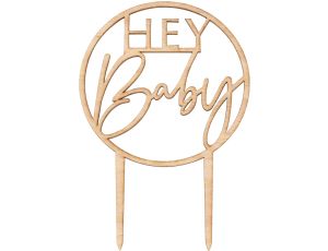 Topper na tort Hey Baby drewniany Baby shower - image 2