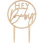 Topper na tort Hey Baby drewniany Baby shower - 3