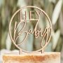 Topper na tort Hey Baby drewniany Baby shower - 4
