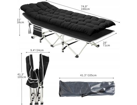 Łóżko polowe składane YITAHOME 190 cm x 71cm Łóżko kempingowe z materacem - 4