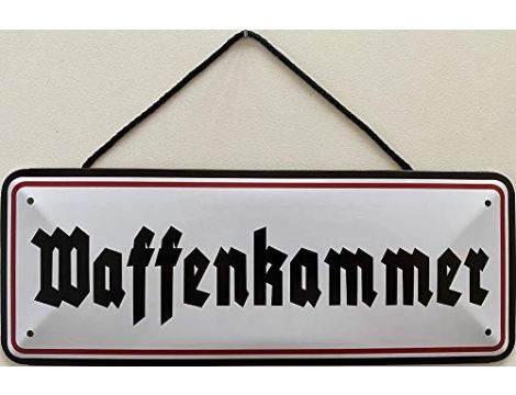 Blechschild ze sznurkiem 27 x 10 cm komora na broń - blaszana emma