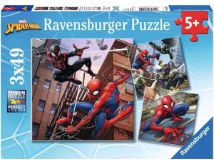 Puzzle Ravensburger Marvel 147 elementów 3x49 Spiderman w akcji - image 2