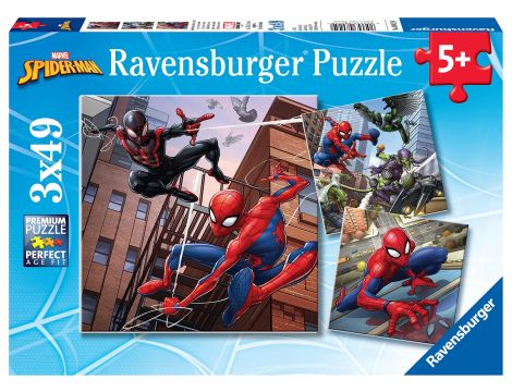 Puzzle Ravensburger Marvel 147 elementów 3x49 Spiderman w akcji
