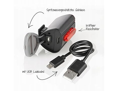 ZESTAW LAMPEK ROWEROWYCH LED Oświetlenie rowerowe FISCHER 50363 USB - 6