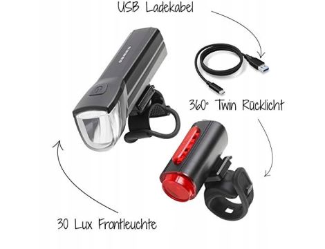 ZESTAW LAMPEK ROWEROWYCH LED Oświetlenie rowerowe FISCHER 50363 USB - 15