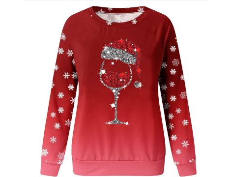 Bluza damska świąteczna rozmiar L czerwona - 4