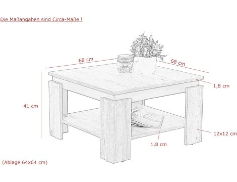 Apollo Stolik kawowy materiał drewnopochodny beton/antracyt 68 x 68 x 41 cm - 2
